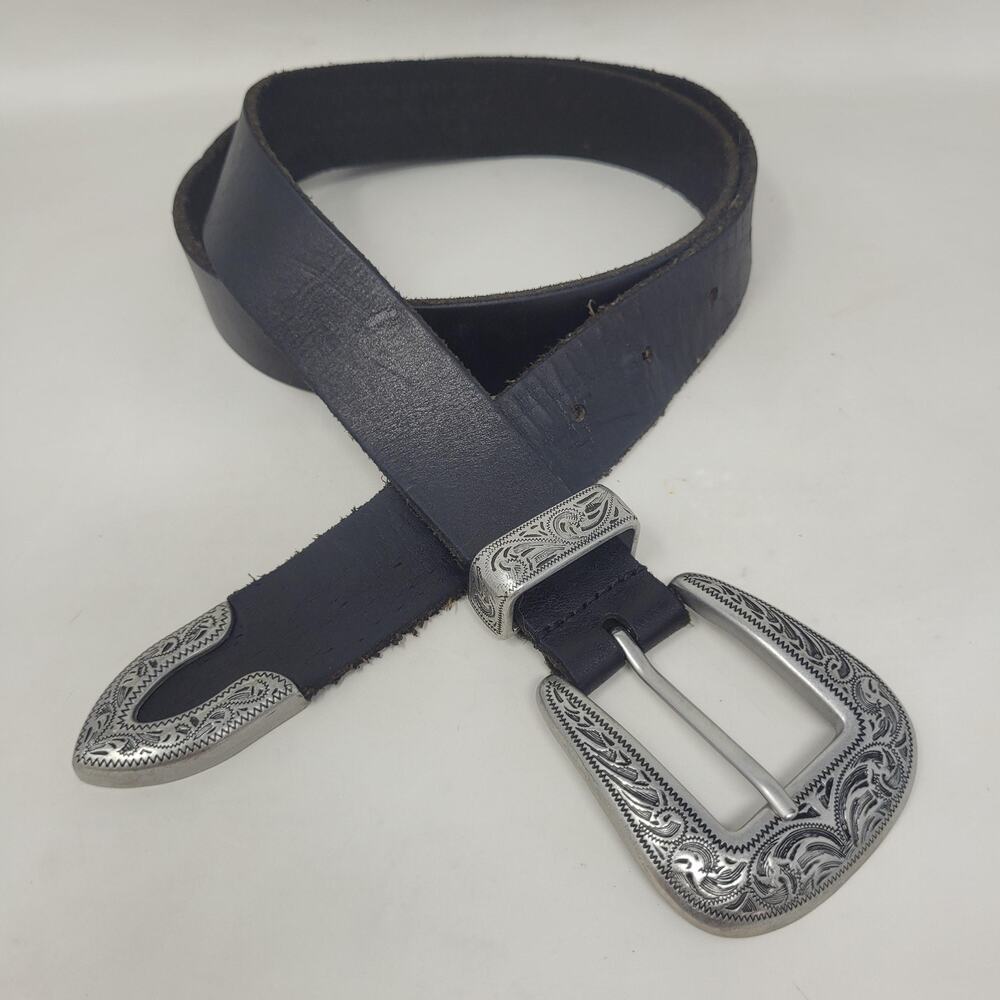 Urban‎ Outfitters Belt Black Lg Western Etched Cowboy Cowgirl Ranch Rodeo Scroll